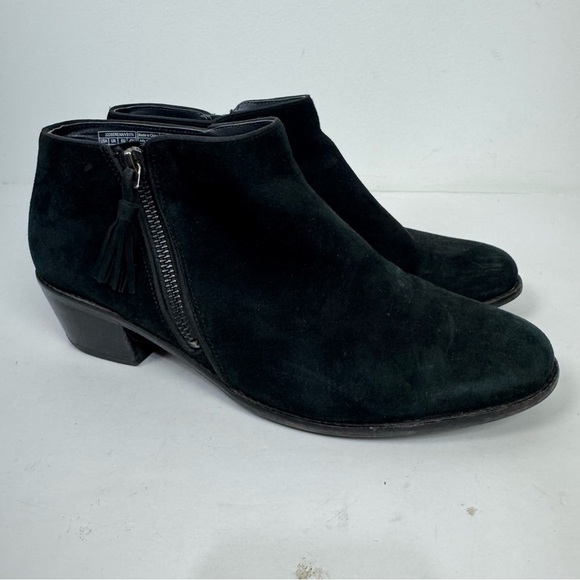 Vionic Serena Black Leather Suede Round Toe Ankle Boots Booties Casual Dressy - Picture 1 of 8